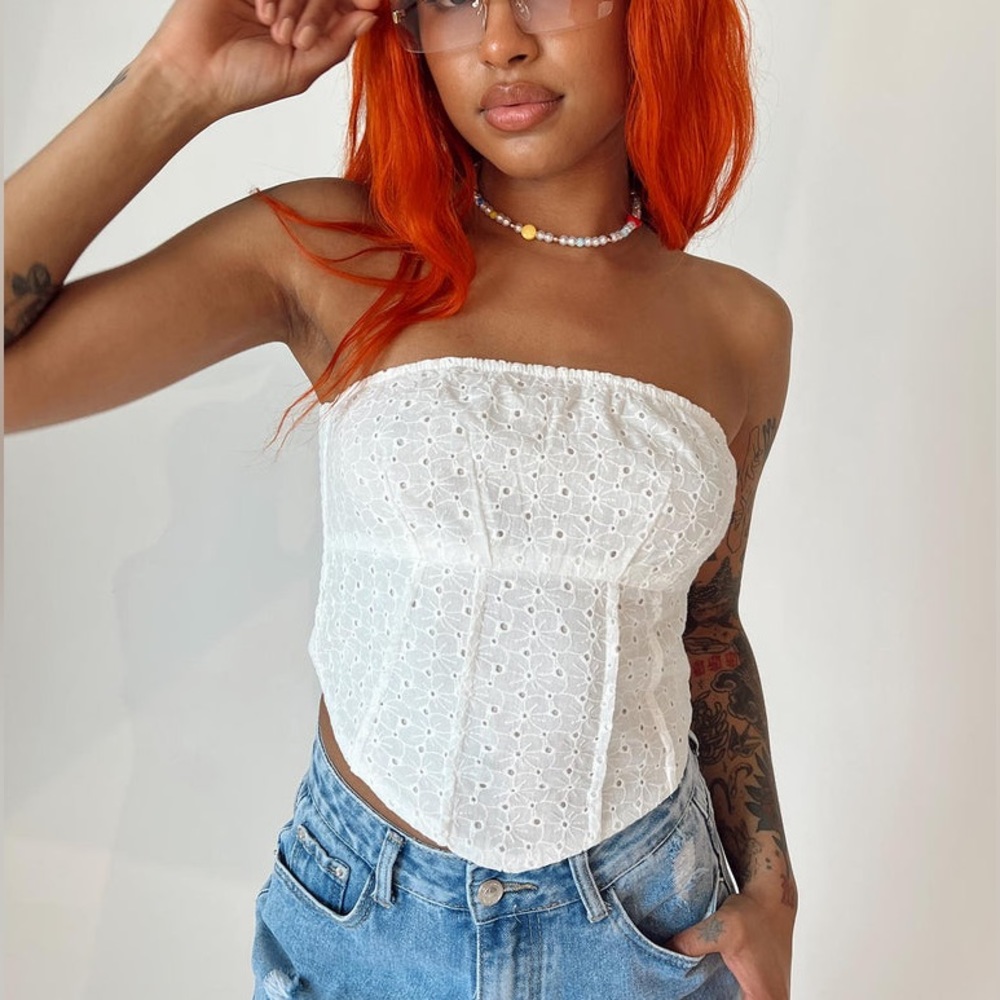 Princess Polly - AVONDALE STRAPLESS TOP WHITE